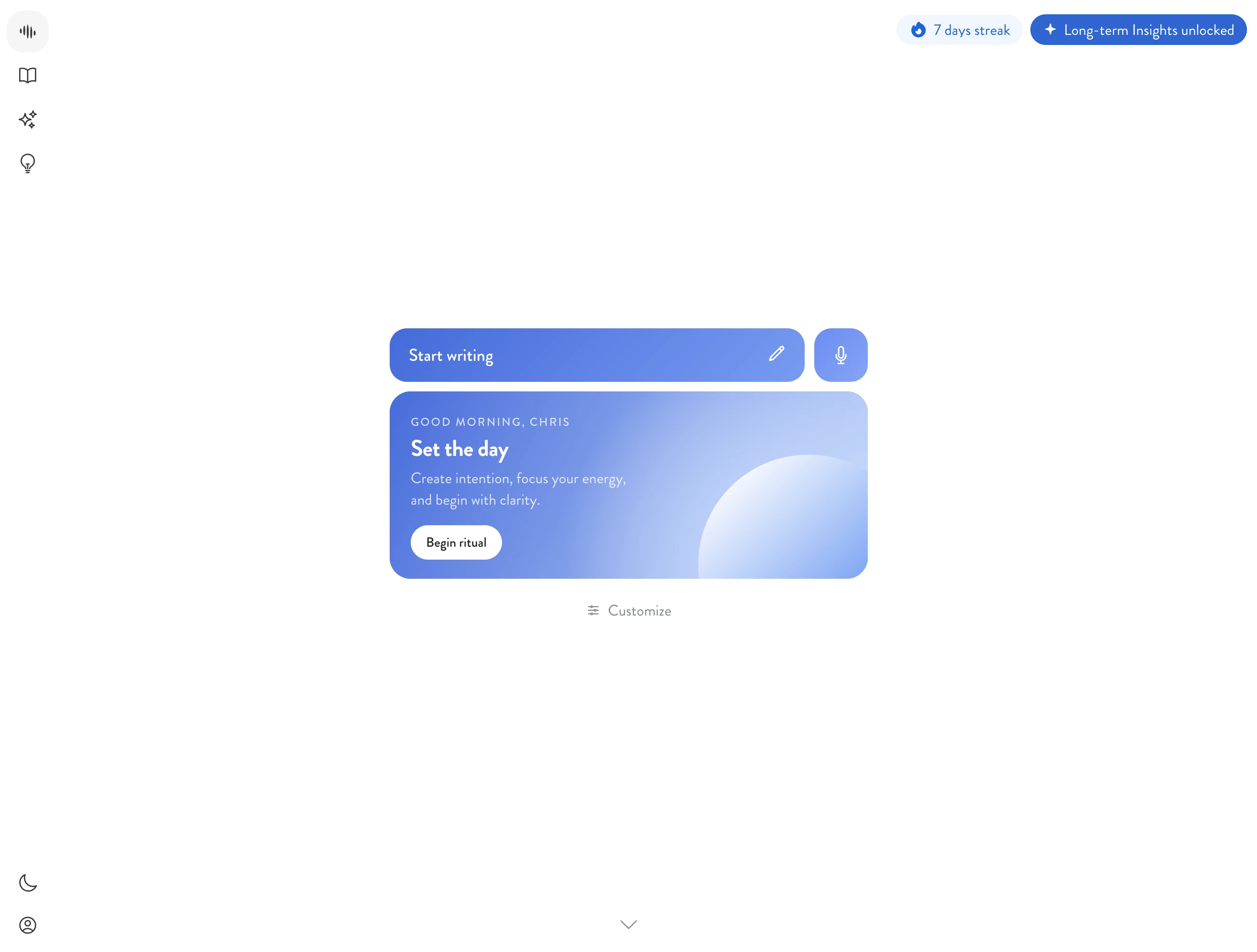 Mindsera web app dashboard